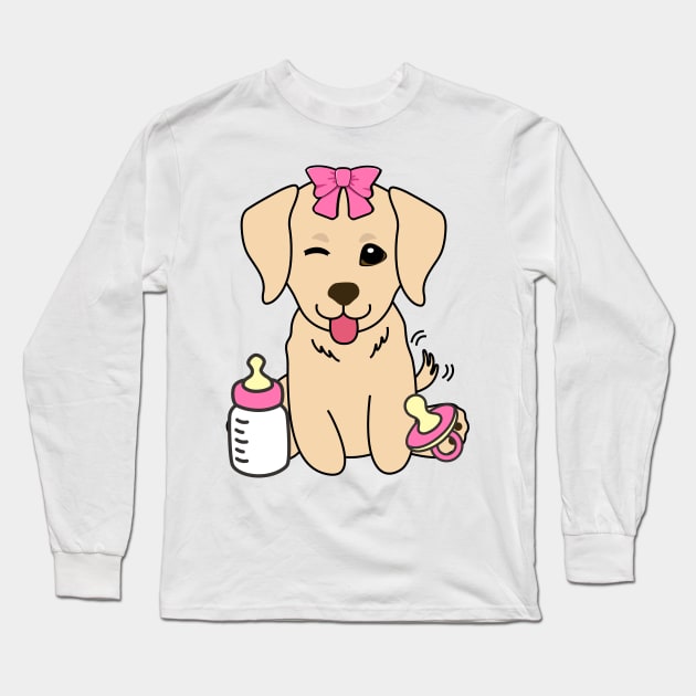 Cute golden retriever is a baby - girl Long Sleeve T-Shirt by Pet Station